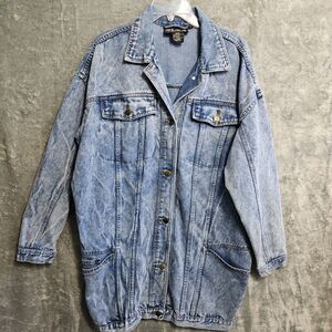 Elco Women's Sz Lg Vintage Denim Jacket Heavyweight poly rayon cotton